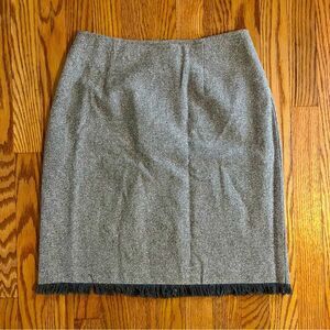 J. Jill Stretch NWT Skirt Grey Tweed with Fringe